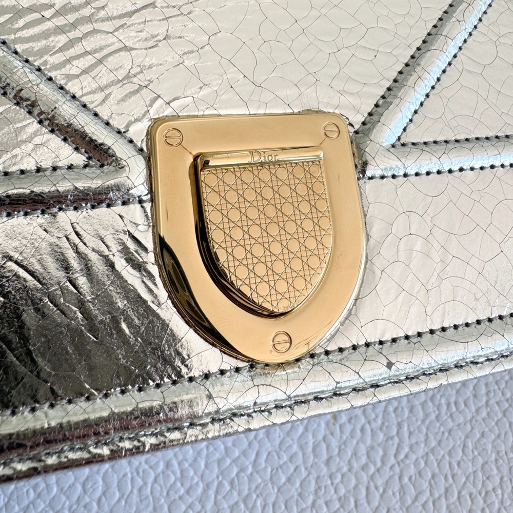 Christian Dior 💎 $3,900 Diorama Medium Metallic Leather Bag with package - Picture 3 of 16
